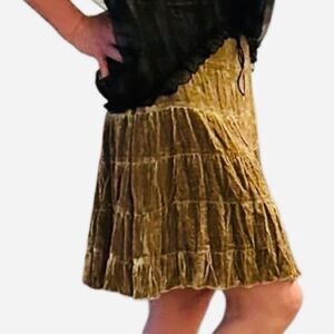 Cache Gold Crushed Velvet Tiered Slip Skirt Cocktail Whimsigoth Romance 2 S Y2K